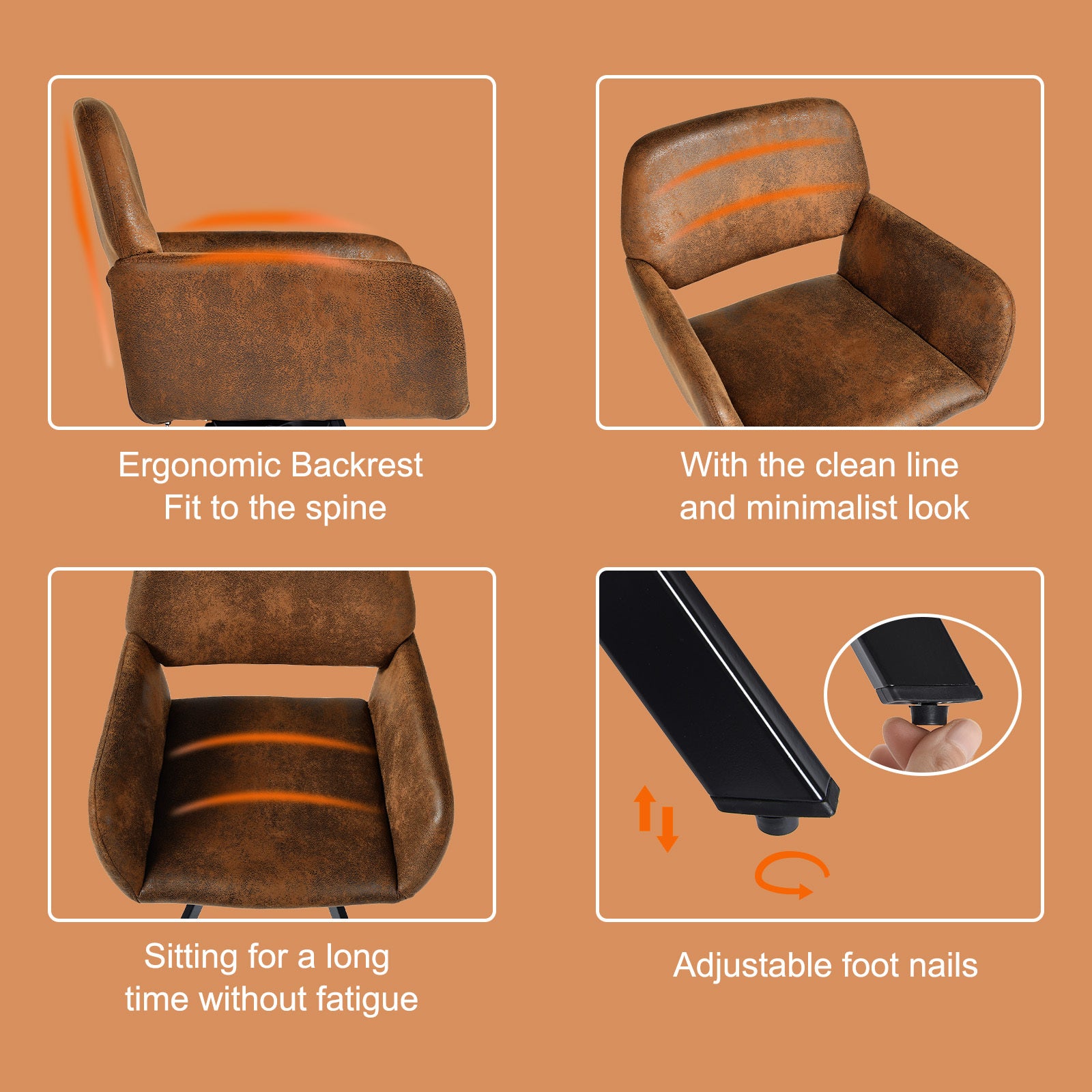 Mocha Walnut Round Kitchen Dining Table Set with Swivel California Dining Chairs, Durable Wood Top and Black Metal Base, Suede Upholstered Seating for Kitchen and Breakfast Area