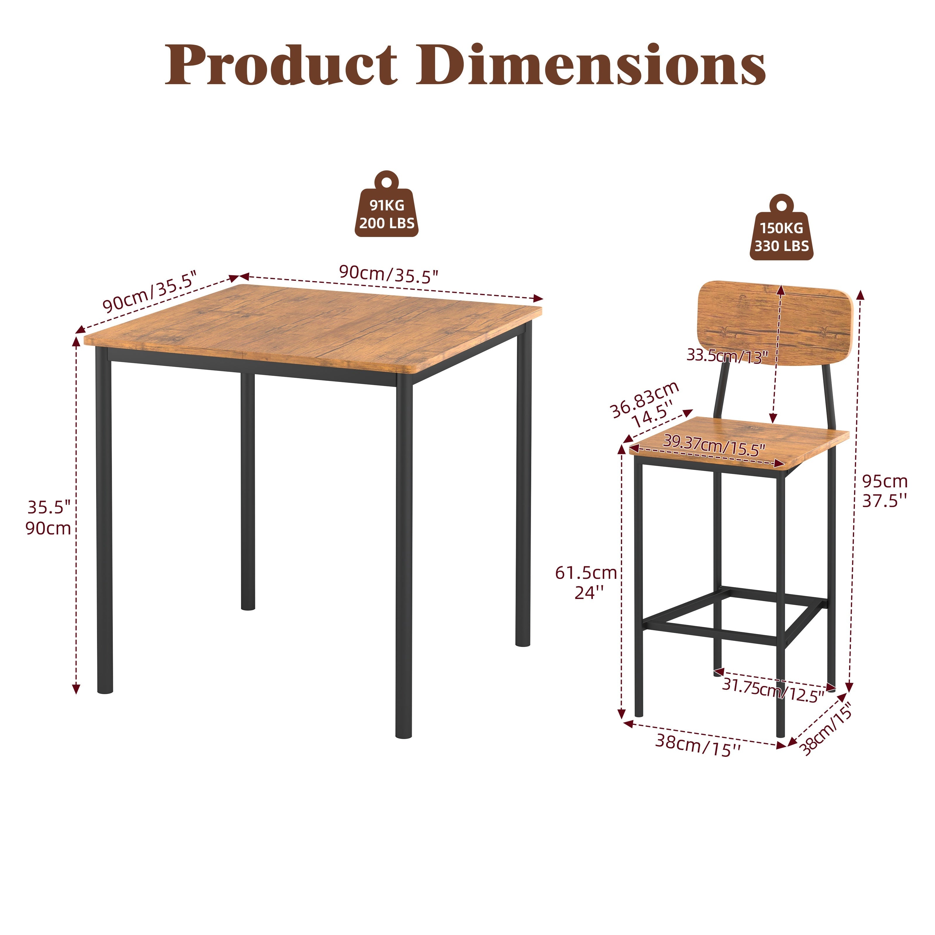 Dining Table Set Dining Table Set for 4, Kitchen Table And Chairs for 4 Dining Room Table Set, Space-Saving Design, Industrial Kitchen Table Set for Family Dinner, Party