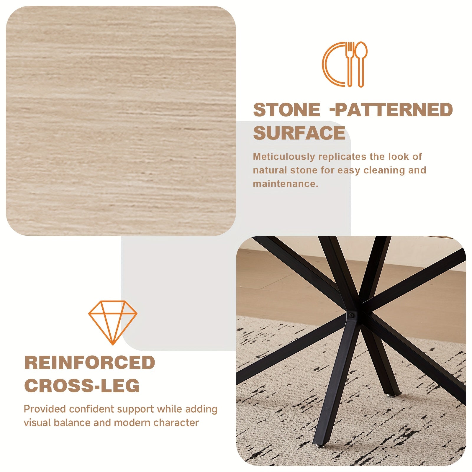 Five-Piece Set of a 55.12inch Rectangular Dining Table And Chair Combination for Four People, Featuring an Industrial-Style Wood Grain Table And Faux Leather Cushioned Chairs, Suitable for Small Apartments And Home Dining