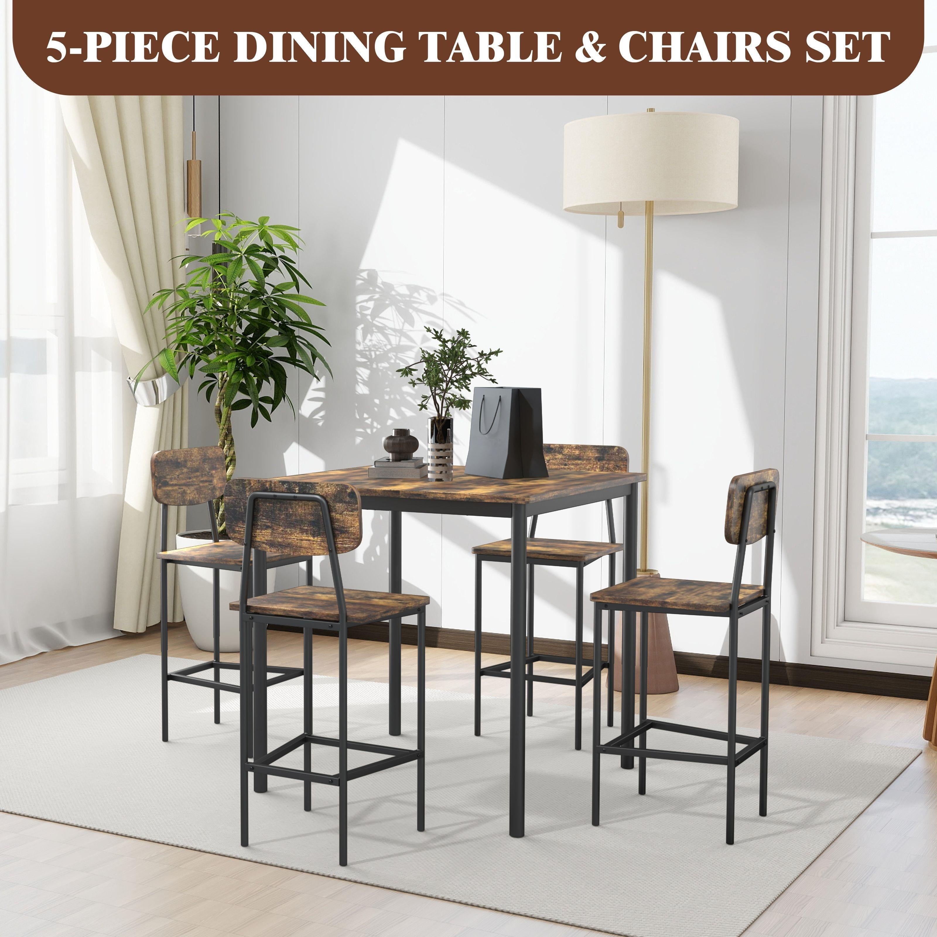 Dining Table Set Dining Table Set for 4, Kitchen Table And Chairs for 4 Dining Room Table Set, Space-Saving Design, Industrial Kitchen Table Set for Family Dinner, Party