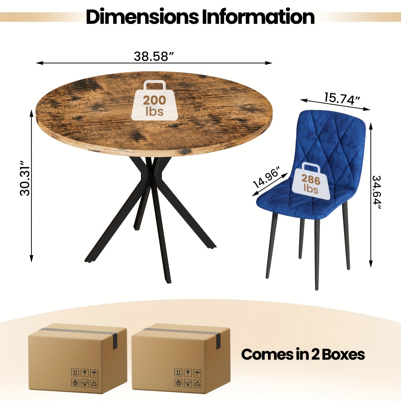 Round Dining Table Set for 4, 39\