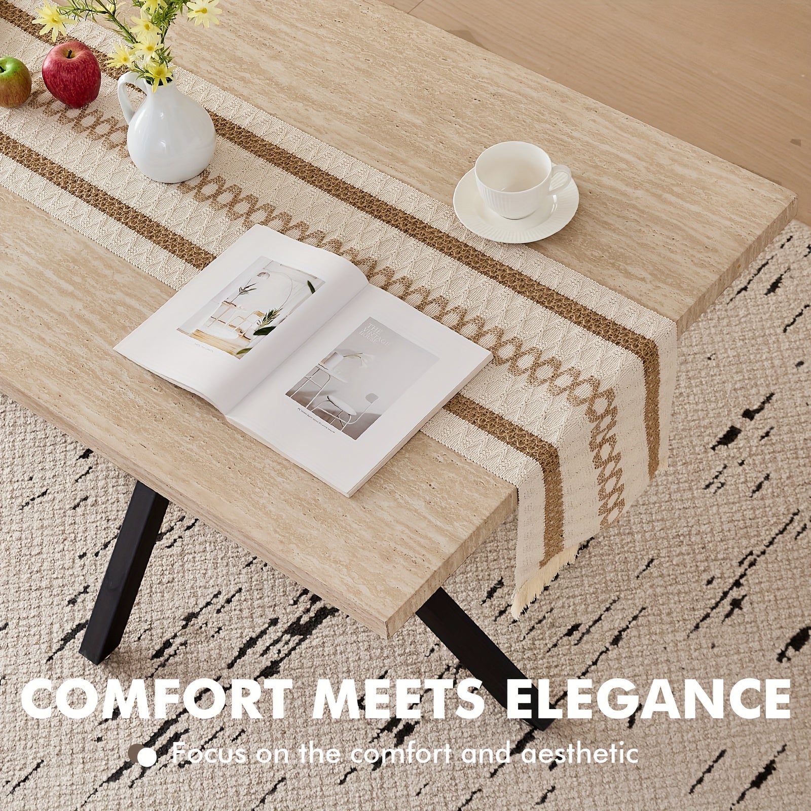 Five-Piece Set of a 55.12inch Rectangular Dining Table And Chair Combination for Four People, Featuring an Industrial-Style Wood Grain Table And Faux Leather Cushioned Chairs, Suitable for Small Apartments And Home Dining